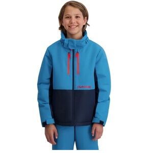 Dakine Boys Snow Jacket Hooded, Ski Water Wind Resistant Blue, Small (7-8 )